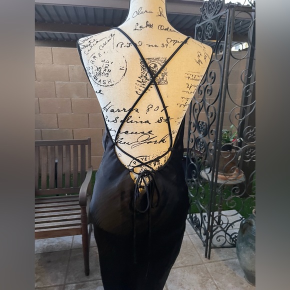 ASOS Design Satin Slip Maxi Strappy Adjust Back Trumpet Cocktail Dress US 6 UK10 - Picture 5 of 16